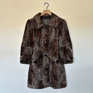 Guess Vintage Y2K Leopard Print Faux Fur Coat Medium